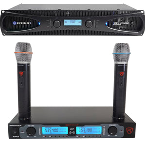 Crown Pro XLS2502 XLS 2502 2400w DJ/PA Power Amplifier w/DSP+Dual Wireless Mics