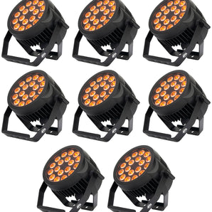 (8) American DJ 18P HEX IP 18 x 12W Outdoor RGBAW+UV LED DMX Par Can Wash Lights