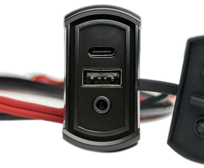 MB Quart PSAP-3S Universal Dash mounted plug w/ USB, USB-C and 3.5mm fits GMR-7