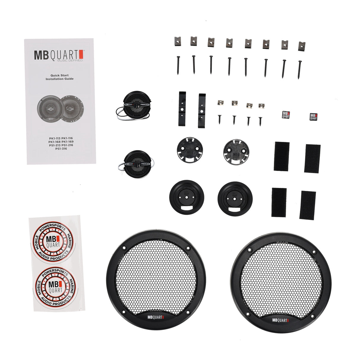Pair MB Quart PS1-216 240 Watt 6.5" 2-Way Car Audio Component Speakers w/Grills