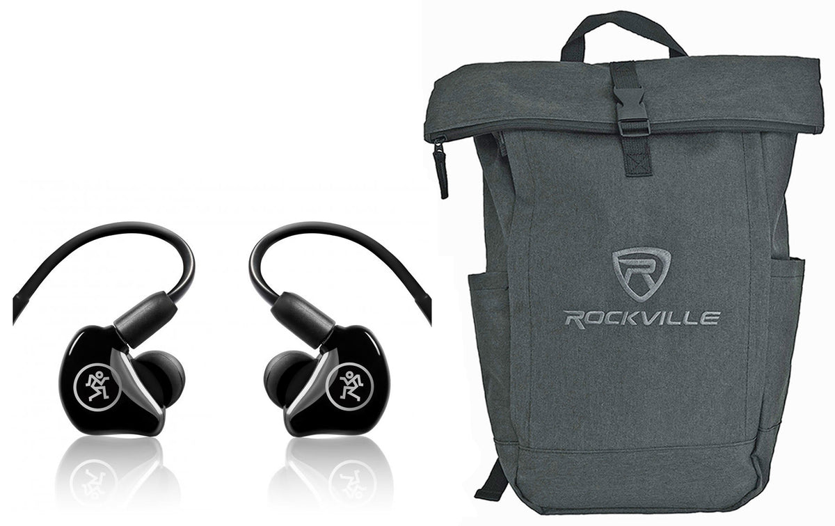 Mackie MP-220 Dual Dynamic Driver Pro In-Ear Monitors+Molded Carry Case+Backpack