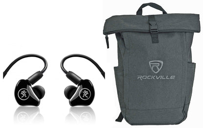 Mackie MP-220 Dual Dynamic Driver Pro In-Ear Monitors+Molded Carry Case+Backpack