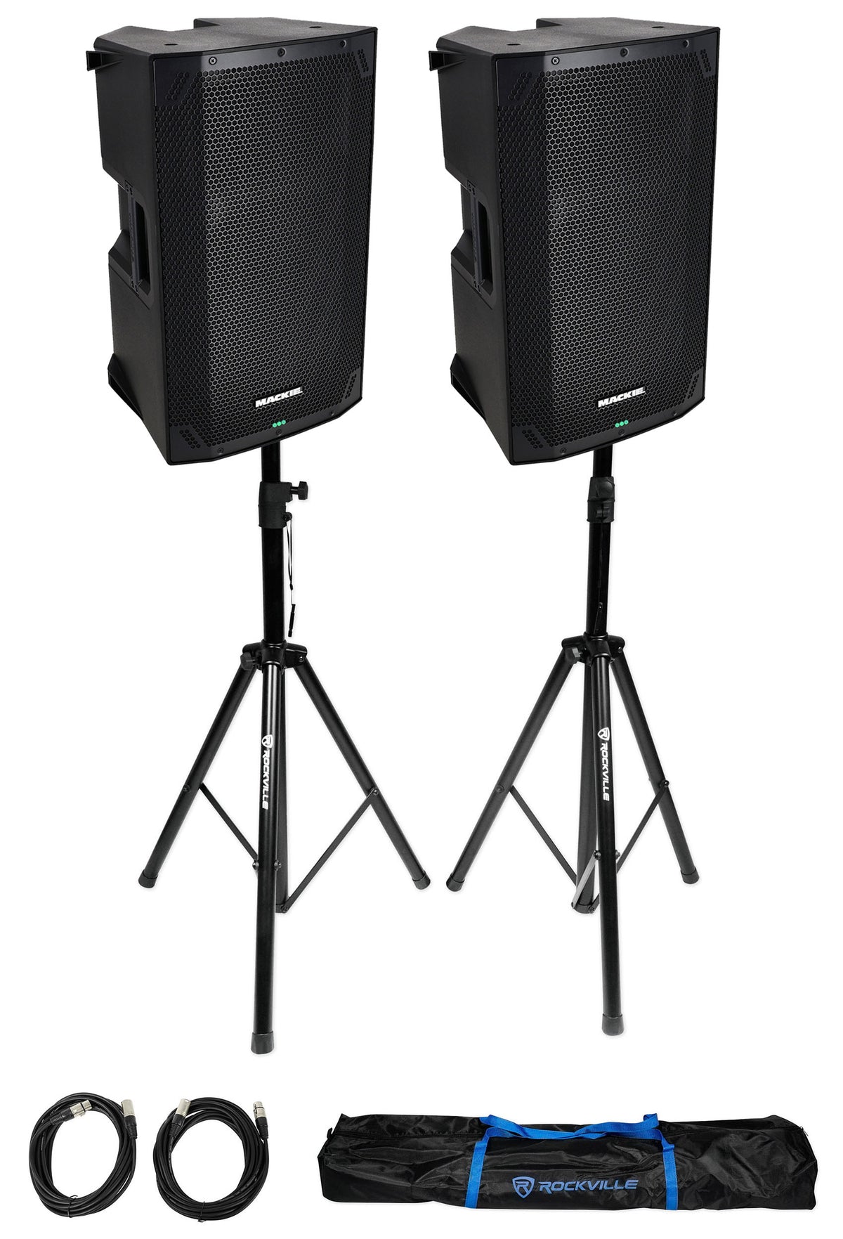 (2) Mackie Thump12 V4 12” 1400w Powered DJ PA Speakers w/Bluetooth+Stands+Cables
