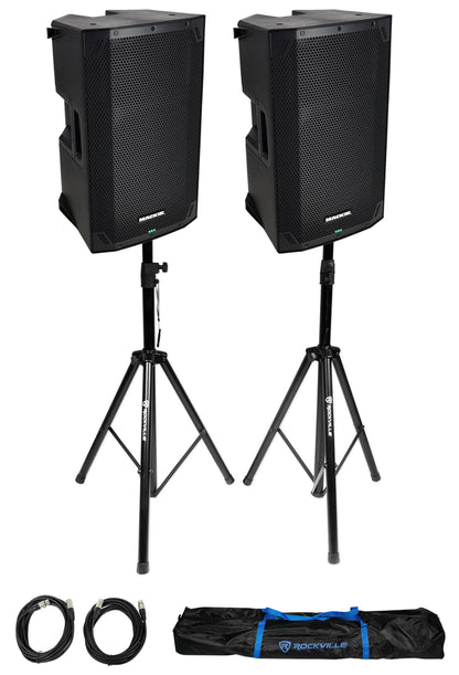(2) Mackie Thump12 V4 12” 1400w Powered DJ PA Speakers w/Bluetooth+Stands+Cables