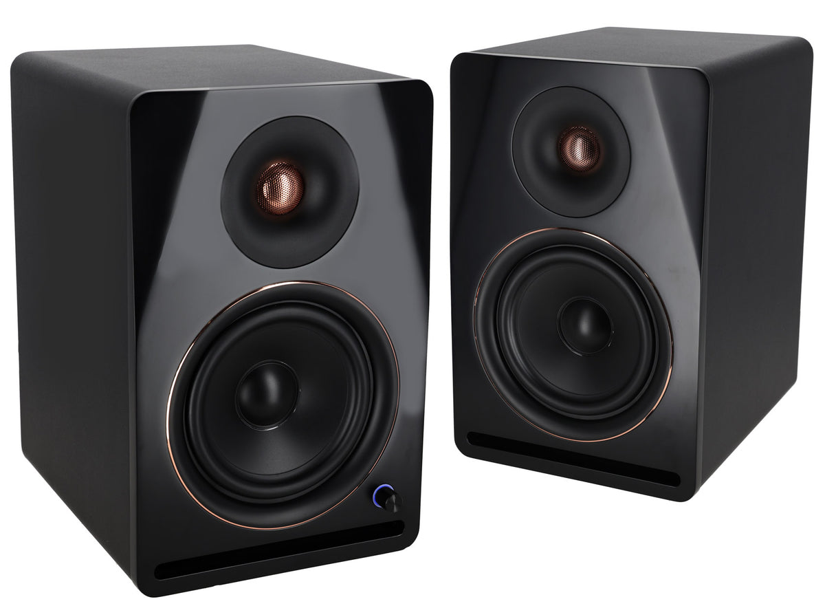 Pair Rockville APM8B v2 8" Active Powered Studio Monitor Speakers USB+Bluetooth