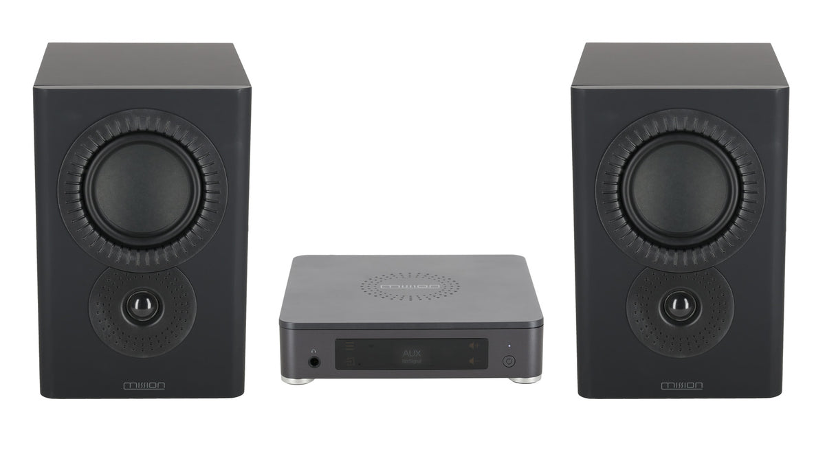Mission LX CONNECTBK 120w True Wireless Bookshelf Speaker System w/Hub in Black