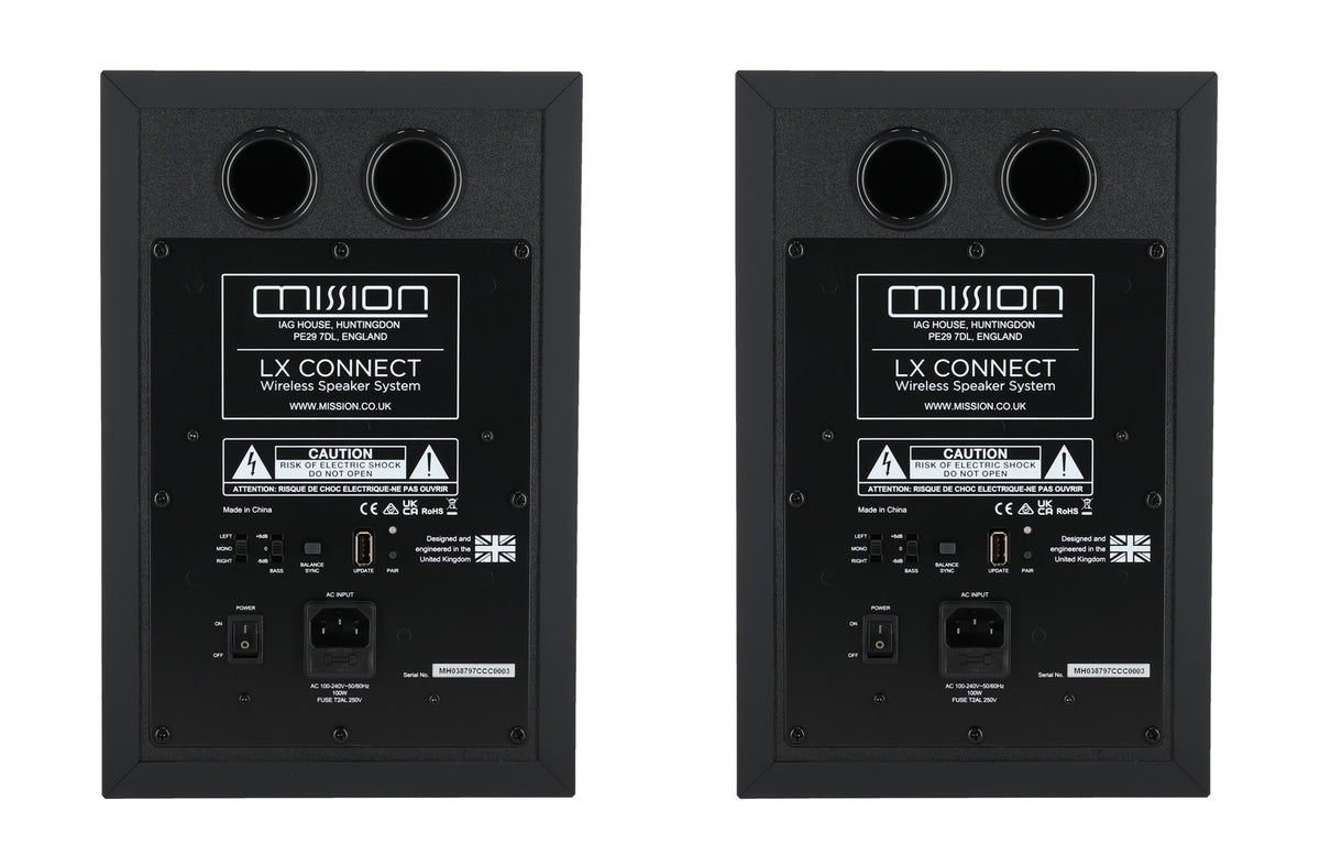 Mission LX CONNECTBK 120w True Wireless Bookshelf Speaker System w/Hub in Black