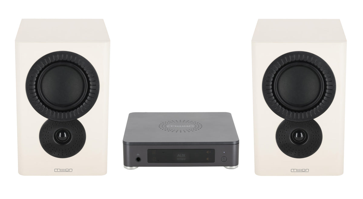 Mission LX CONNECT WHT 120w Wireless Bookshelf Speaker System w/Hub in White