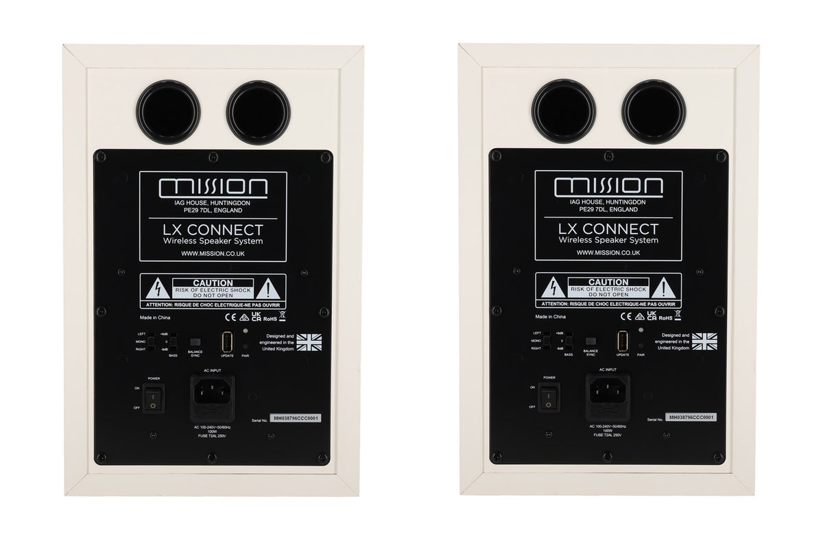 Mission LX CONNECT WHT 120w Wireless Bookshelf Speaker System w/Hub in White
