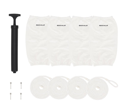 Rockville FEN410-WHITE Boat Fender Package 4 Bumpers 10"x30", 4 Covers, 4 Lines