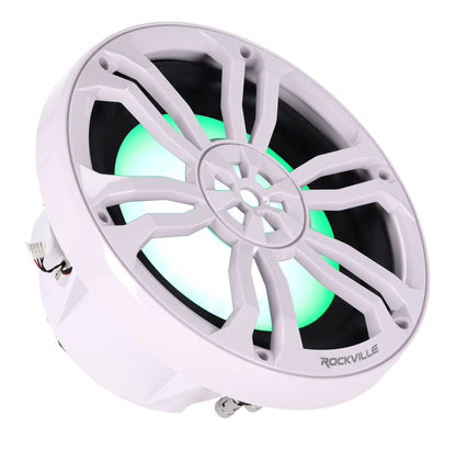 Rockville RM-PREMIUM102 WHITE Marine Boat 10" Free Air Subwoofer with RGB LED