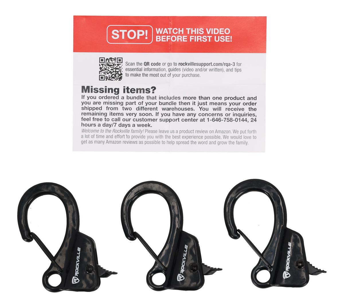 Rockville RQA-3 (3) Quick Release Boat Fender Clips, Easy Height Adjustment