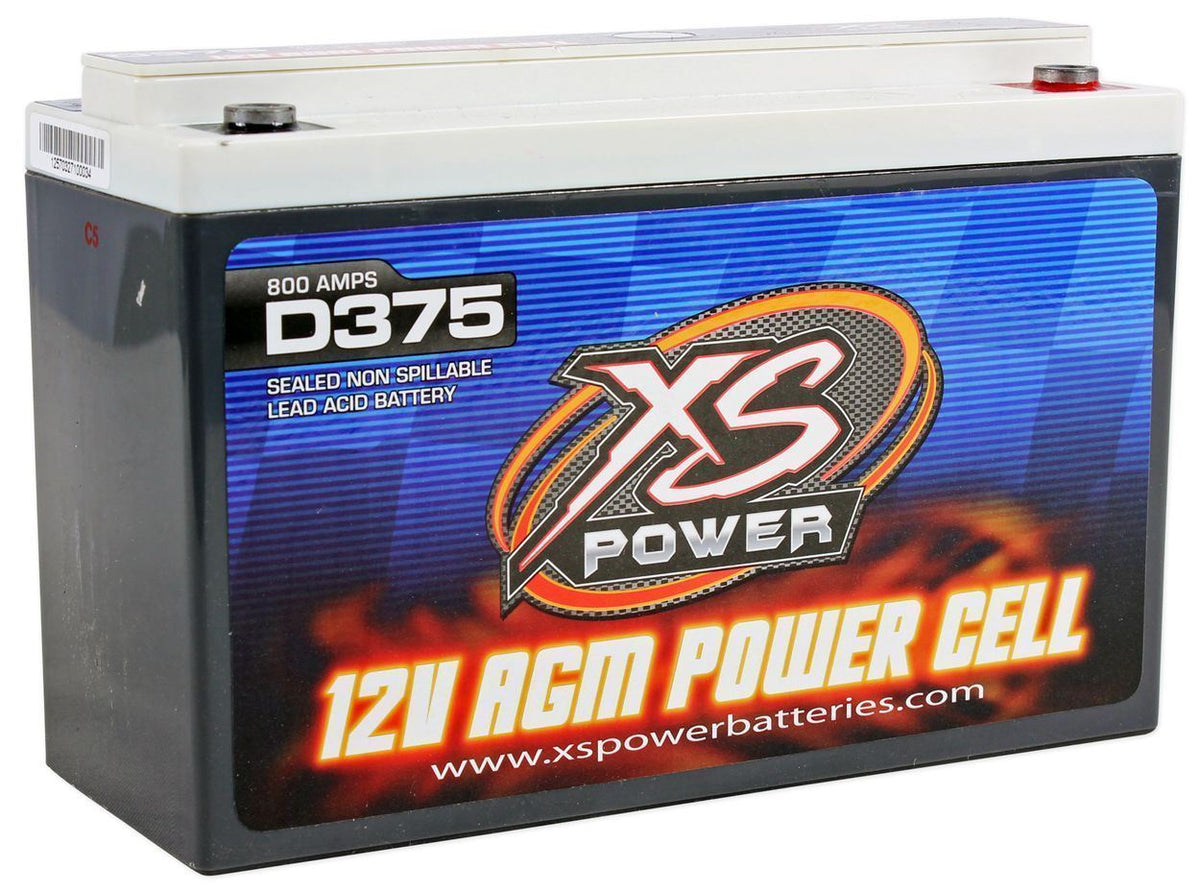 XS Power D375 800 Amp AGM Power Cell Car Audio Battery + Terminal Hardware