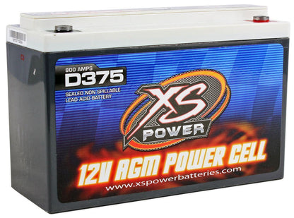 XS Power D375 800 Amp AGM Power Cell Car Audio Battery + Terminal Hardware