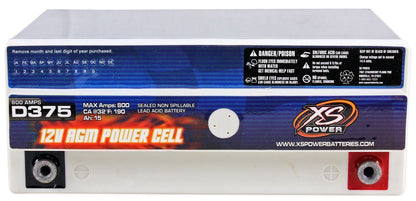 XS Power D375 800 Amp AGM Power Cell Car Audio Battery + Terminal Hardware