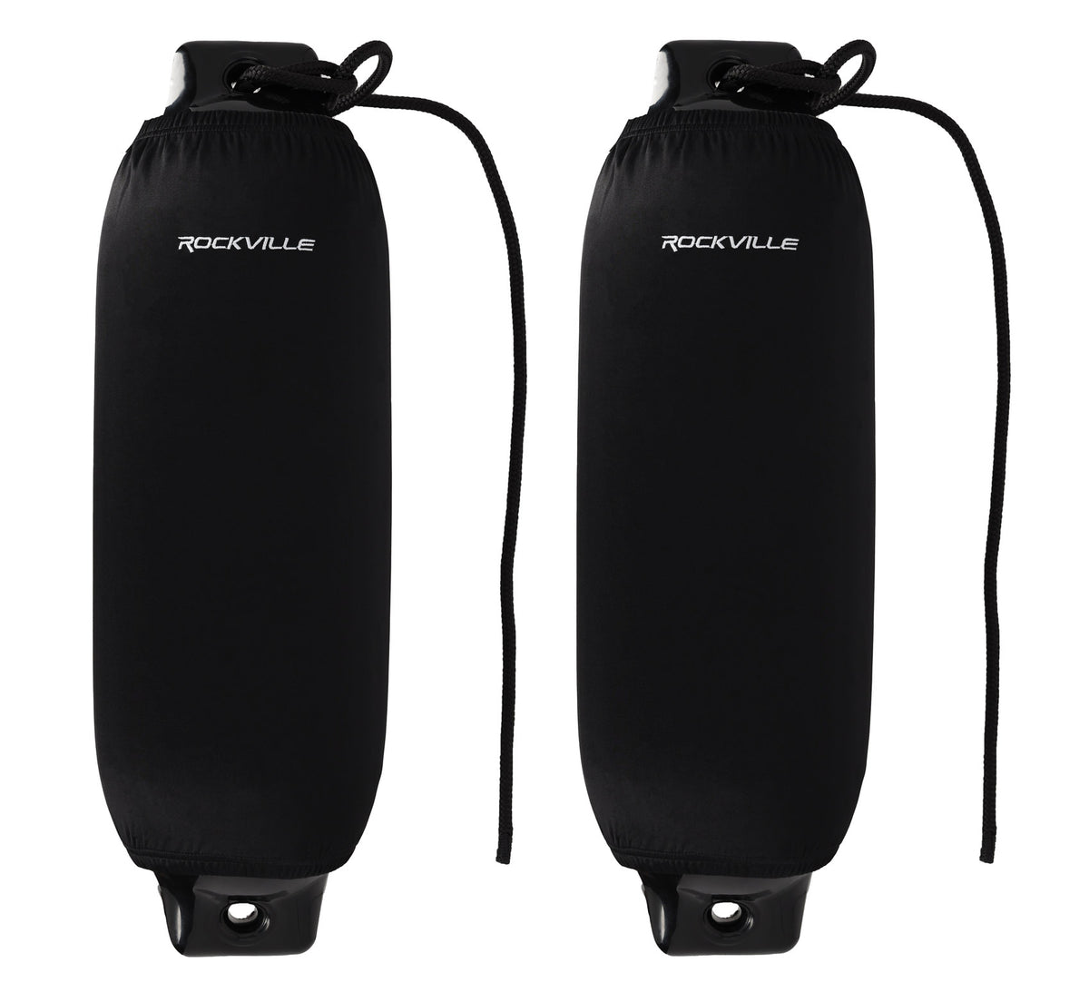 Rockville FEN210-BLACK Boat Fender Package 2 Bumpers 10"x30", 2 Covers, 2 Lines