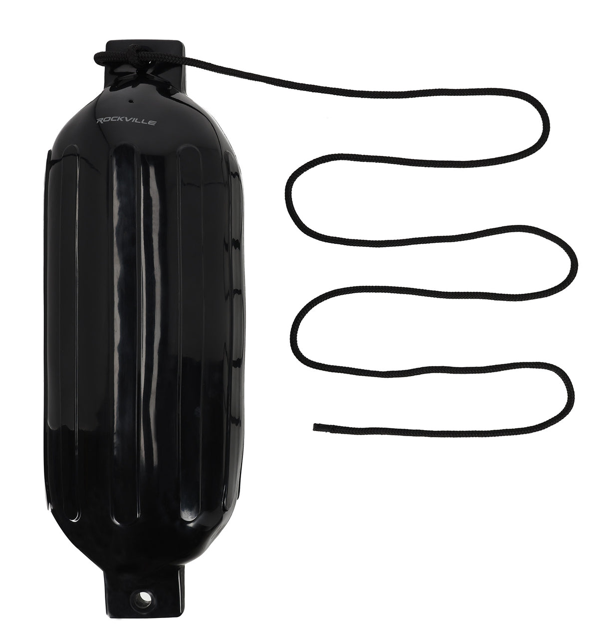 Rockville FEN210-BLACK Boat Fender Package 2 Bumpers 10"x30", 2 Covers, 2 Lines