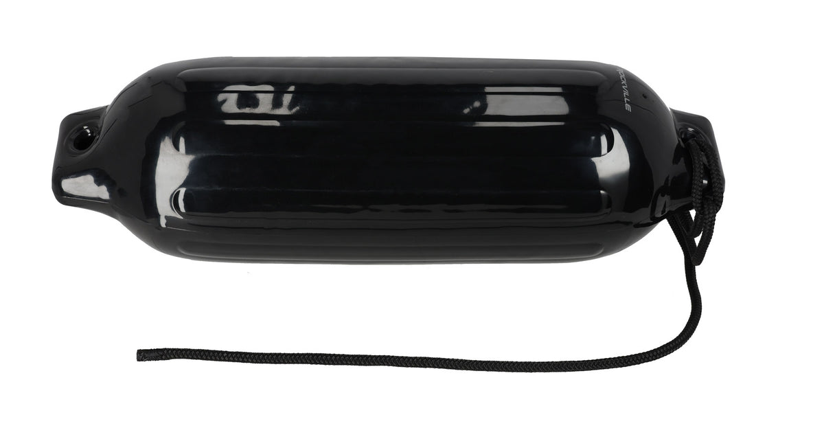 Rockville FEN285-BLACK Boat Fender Package 2 Bumpers 8.5"x27", 2 Covers, 2 Lines