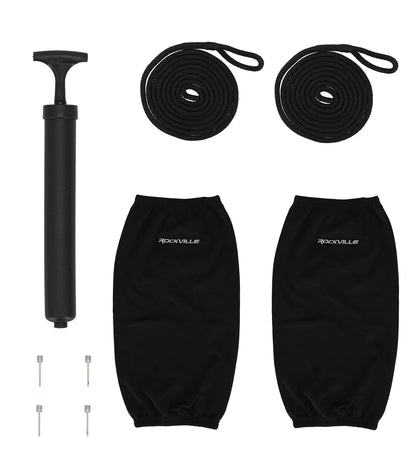Rockville FEN285-BLACK Boat Fender Package 2 Bumpers 8.5"x27", 2 Covers, 2 Lines