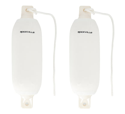 Rockville FEN265-WHITE Boat Fender Package 2 Bumpers 6.5"x23", 2 Covers, 2 Lines
