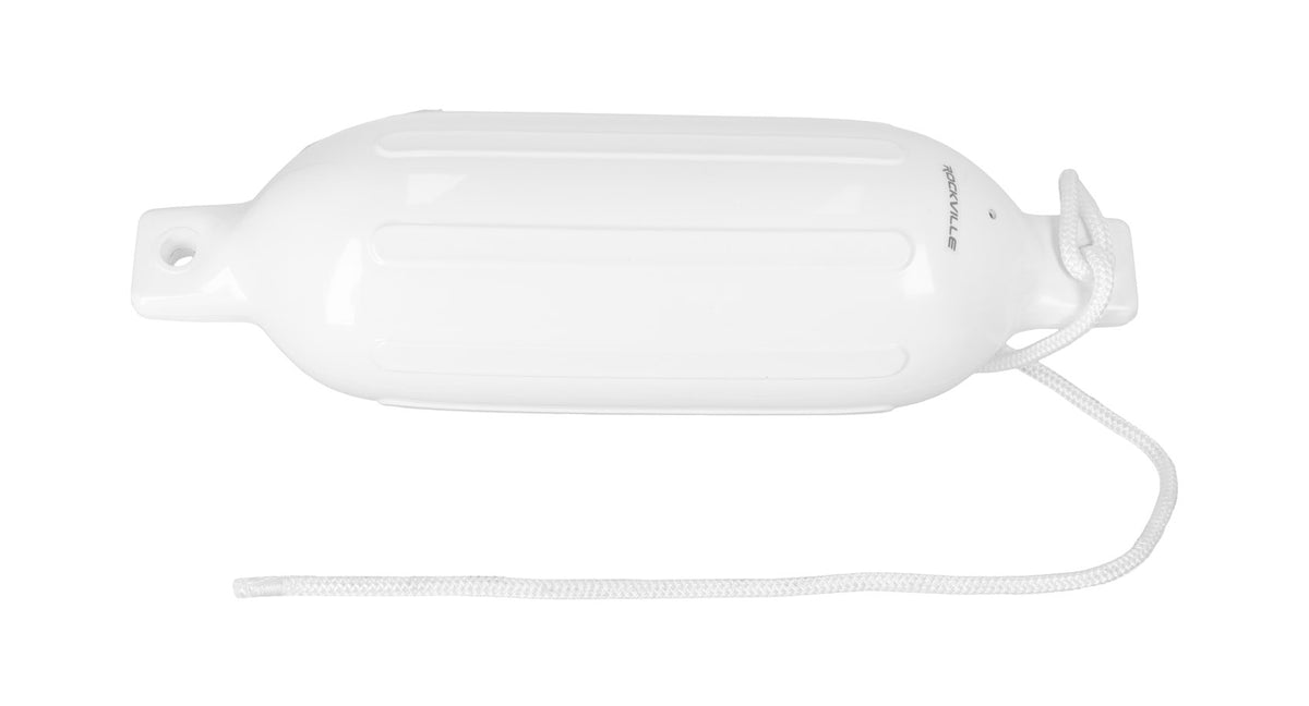 Rockville FEN265-WHITE Boat Fender Package 2 Bumpers 6.5"x23", 2 Covers, 2 Lines