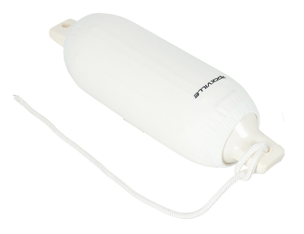 Rockville FEN265-WHITE Boat Fender Package 2 Bumpers 6.5"x23", 2 Covers, 2 Lines