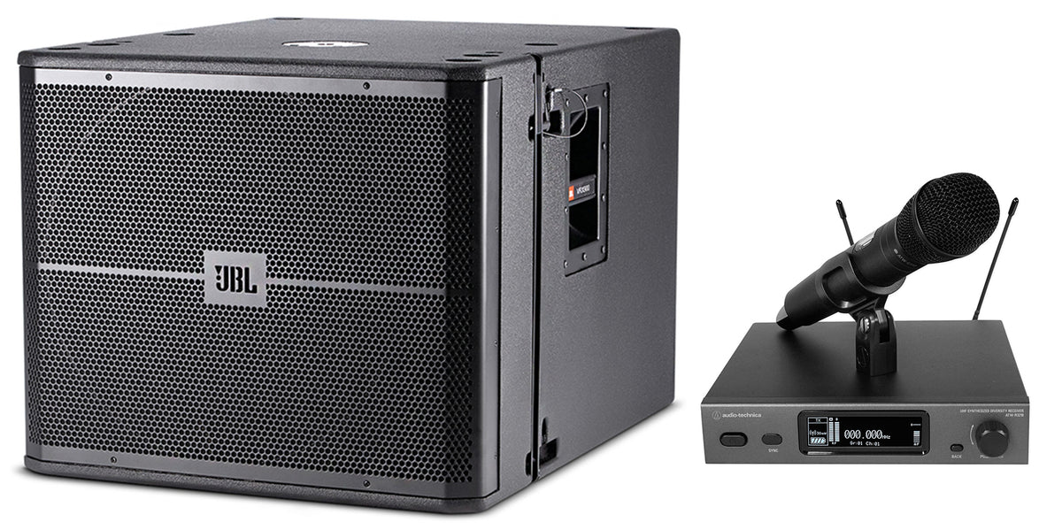 JBL VRX918SP Powered 18" 1500w Flyable Subwoofer Sub w/DSP+Audio Technica Mic