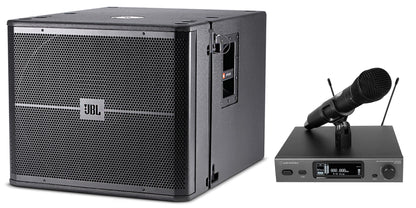 JBL VRX918SP Powered 18" 1500w Flyable Subwoofer Sub w/DSP+Audio Technica Mic