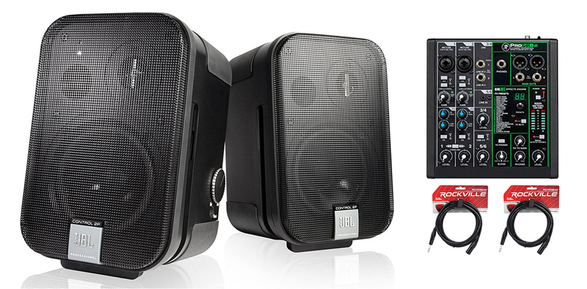 (2) JBL C2PS CONTROL 2P 5.25" Studio Monitor Speakers+Stands+Mackie Mixer+Cables