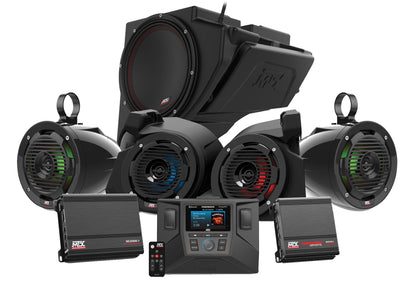 MTX RZR-14-THUNDER5 Receiver+Front+Tower Speakers+Sub For Polaris RZR 1000/900
