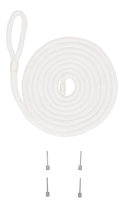 Rockville FEN185-WHITE 8.5" x 27" Boat Fender + 10 Foot Line Marine Bumper