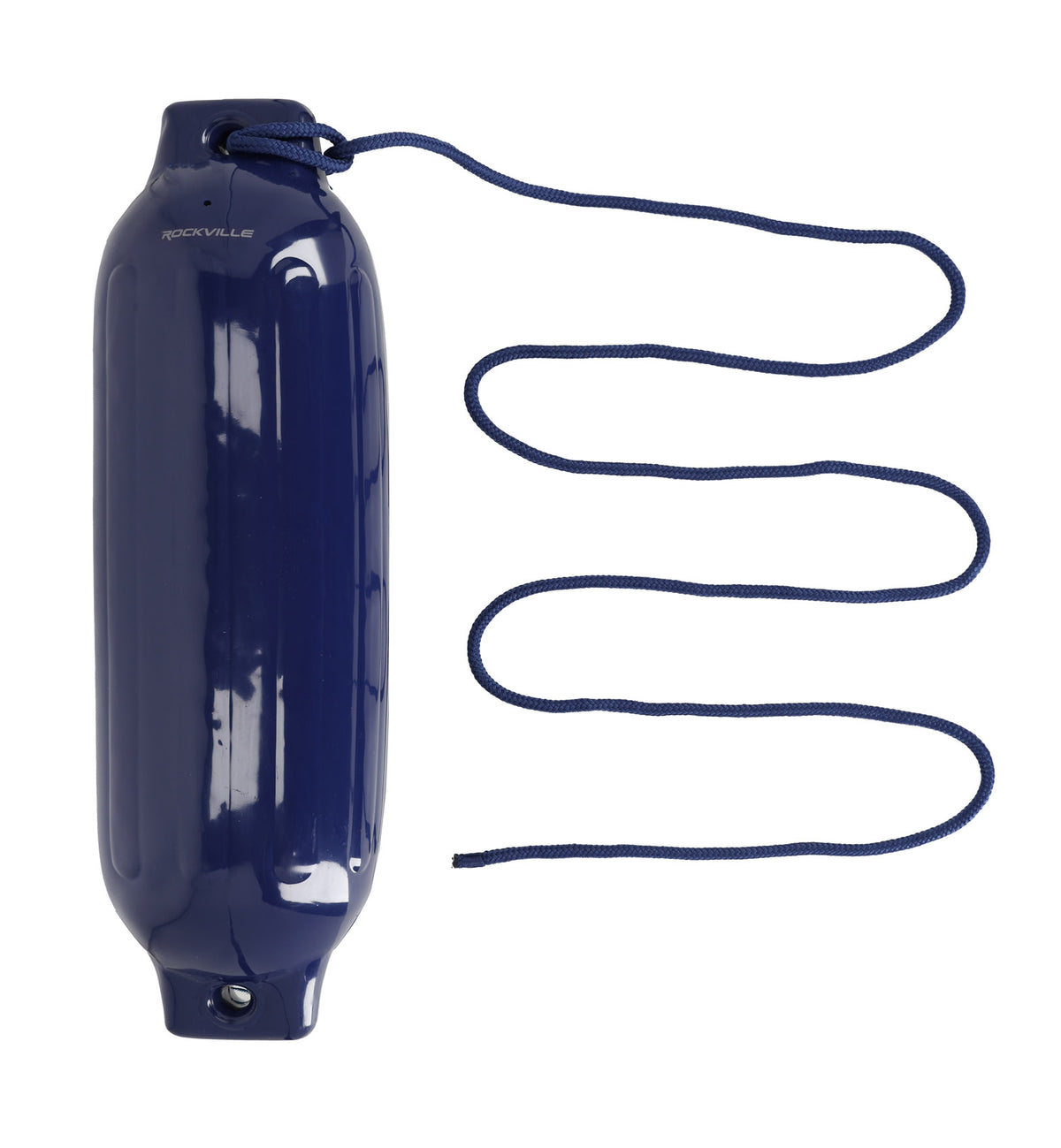 Rockville FEN485-NAVY BLUE (4) 8.5" Boat Fenders 4 Covers, 4 Lines Package