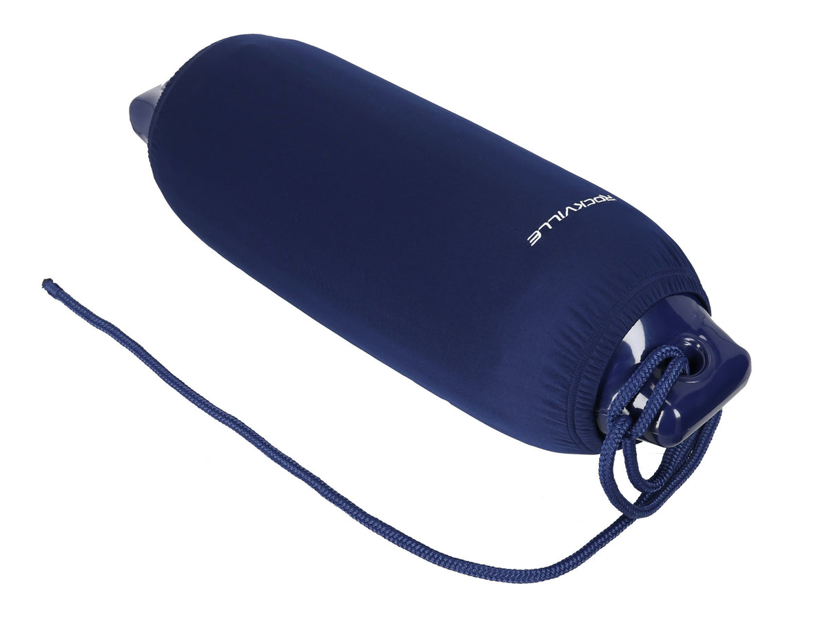 Rockville FEN485-NAVY BLUE (4) 8.5" Boat Fenders 4 Covers, 4 Lines Package