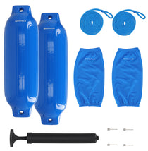 Rockville FEN285-BLUE Boat Fender Package 2 Bumpers 8.5"x27", 2 Covers, 2 Lines