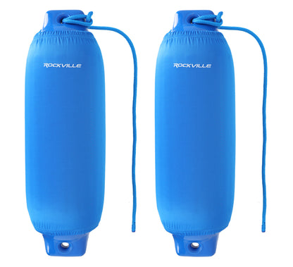 Rockville FEN285-BLUE Boat Fender Package 2 Bumpers 8.5"x27", 2 Covers, 2 Lines
