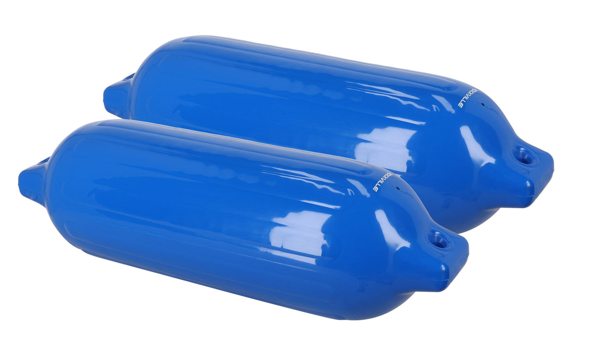 Rockville FEN285-BLUE Boat Fender Package 2 Bumpers 8.5"x27", 2 Covers, 2 Lines