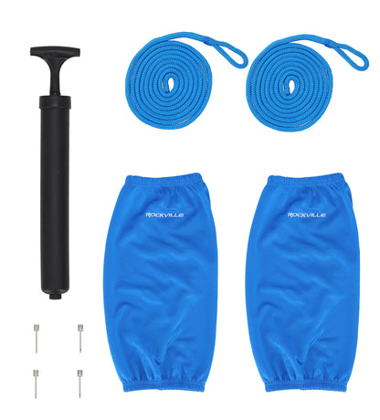 Rockville FEN285-BLUE Boat Fender Package 2 Bumpers 8.5"x27", 2 Covers, 2 Lines