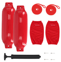 Rockville FEN285-RED Boat Fender Package 2 Bumpers 8.5"x27", 2 Covers, 2 Lines