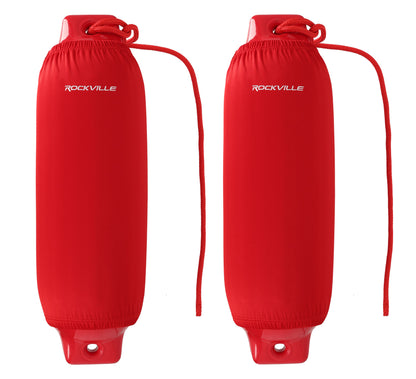 Rockville FEN285-RED Boat Fender Package 2 Bumpers 8.5"x27", 2 Covers, 2 Lines