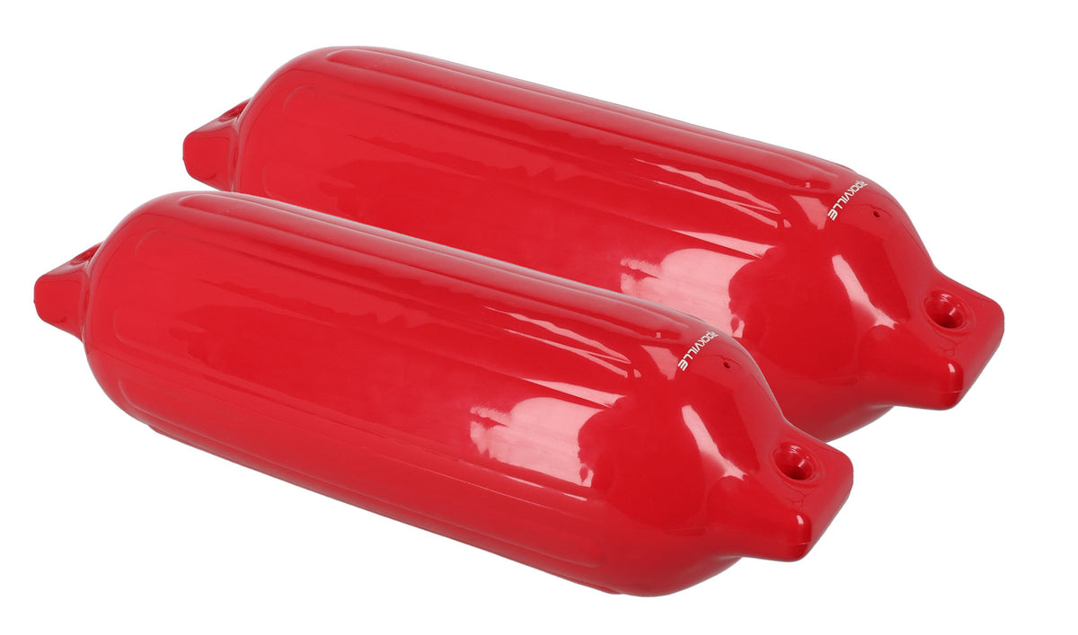 Rockville FEN285-RED Boat Fender Package 2 Bumpers 8.5"x27", 2 Covers, 2 Lines
