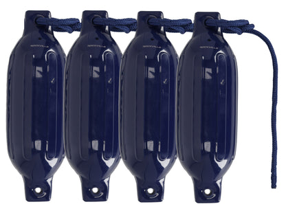 Rockville FEN445-NAVY BLUE Boat Fender Package 4 Bumpers 4.5"x16", 4 Lines+Pump
