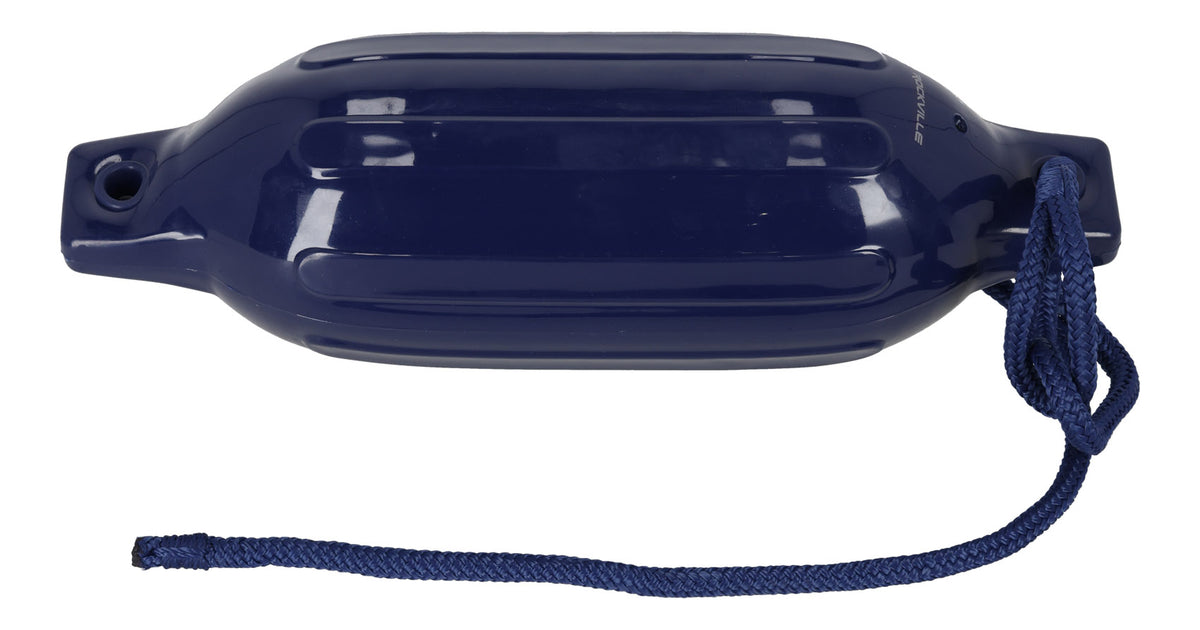 Rockville FEN445-NAVY BLUE Boat Fender Package 4 Bumpers 4.5"x16", 4 Lines+Pump