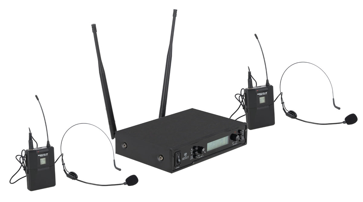 Rockville RWM-200 L2 Dual Lavalier/Lapel & Headset UHF Mic System, 200 Channels