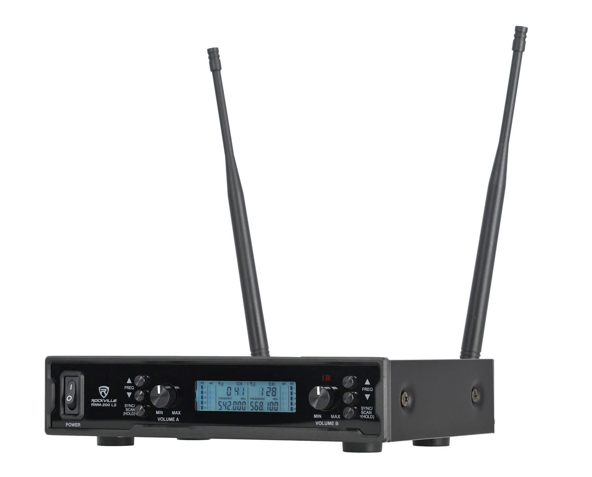 Rockville RWM-200 L2 Dual Lavalier/Lapel & Headset UHF Mic System, 200 Channels