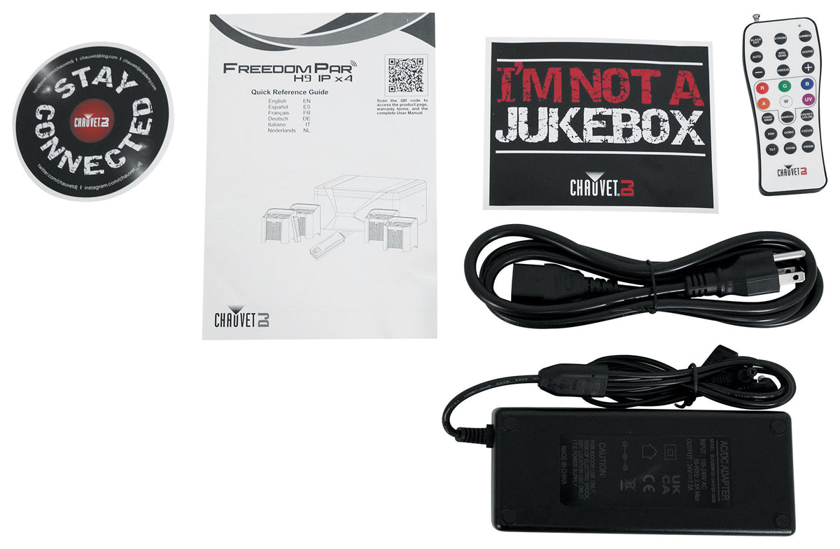 Chauvet DJ Freedom Par H9 IP X4 (4) Wireless DMX Battery Wash Lights+Bag+Remote