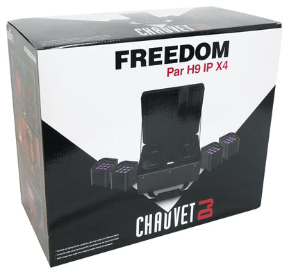 Chauvet DJ Freedom Par H9 IP X4 (4) Wireless DMX Battery Wash Lights+Bag+Remote