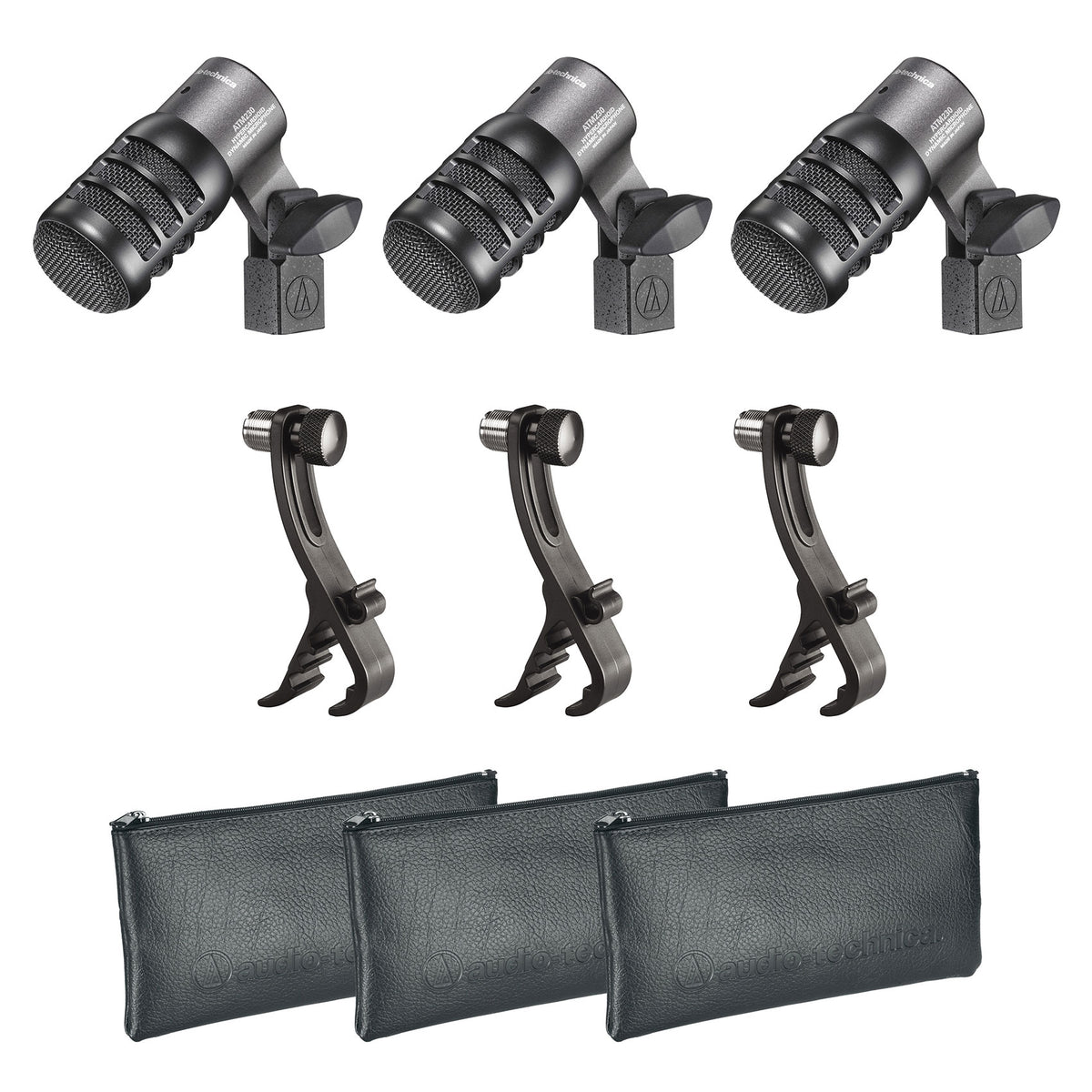 ATM230PK (3) Drum Mics + Kick Drum Stands + Mounts + Cables