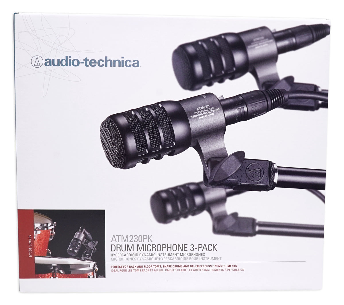ATM230PK (3) Drum Mics + Kick Drum Stands + Mounts + Cables