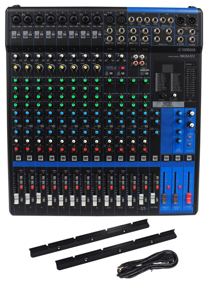 Yamaha MG16XU 12 Channel Mixer w/ Effects, USB, 4 Aux Sends + 12U Rack Kit