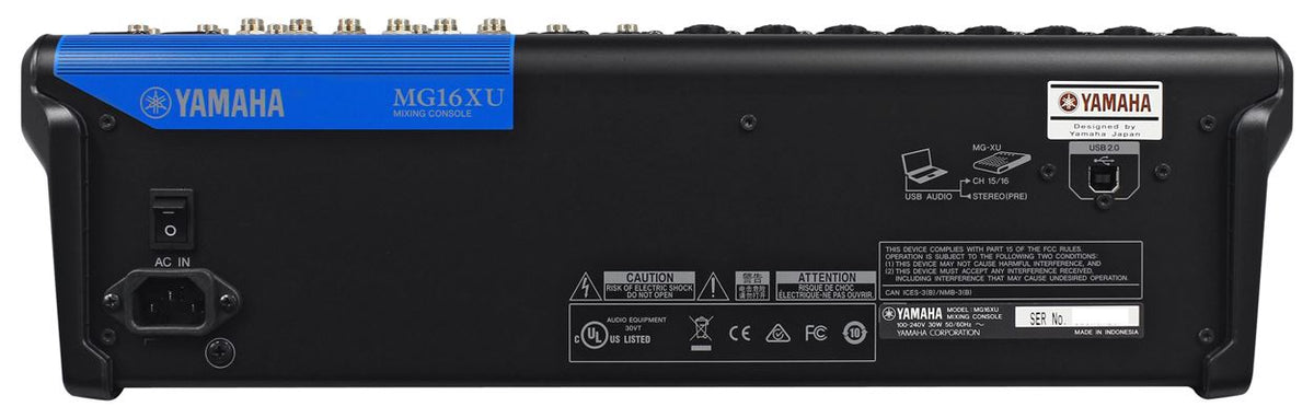 Yamaha MG16XU 12 Channel Mixer w/ Effects, USB, 4 Aux Sends + 12U Rack Kit